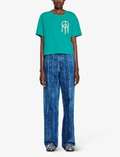 Sandro Mercury Logo-print Cotton T-shirt 7 Sandro Mercury Logo-print Cotton T-shirt -Whistles Closet Shop R04111302 BLEUS ALT02