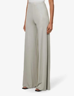 Farrah Wide-leg Mid-rise Stretch-jersey Trousers -Whistles Closet Shop R04111582 DARKPEARL ALT02