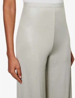 Farrah Wide-leg Mid-rise Stretch-jersey Trousers -Whistles Closet Shop R04111582 DARKPEARL ALT04