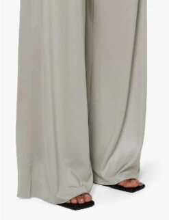 Farrah Wide-leg Mid-rise Stretch-jersey Trousers -Whistles Closet Shop R04111582 DARKPEARL ALT05