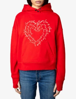 Zadig & Voltaire Mia Heart-print Cotton-jersey Hoody 7 Zadig & Voltaire Mia Heart-print Cotton-jersey Hoody -Whistles Closet Shop R04113376 JAPON ALT02