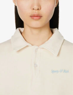 Logo-embroidered Cotton-jersey Polo Shirt 9 Logo-embroidered Cotton-jersey Polo Shirt -Whistles Closet Shop R04115918 CREAMPARADISE ALT04