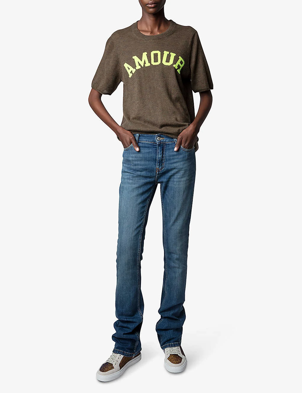 Zadig & Voltaire Ida Amour-slogan Cashmere T-shirt 2 Zadig & Voltaire Ida Amour-slogan Cashmere T-shirt - Image 2