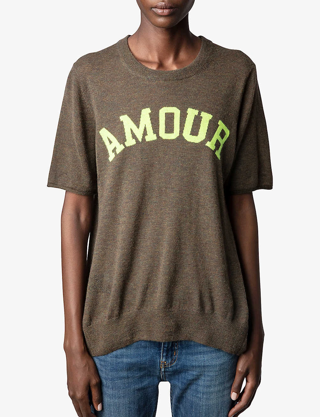 Zadig & Voltaire Ida Amour-slogan Cashmere T-shirt 3 Zadig & Voltaire Ida Amour-slogan Cashmere T-shirt - Image 3