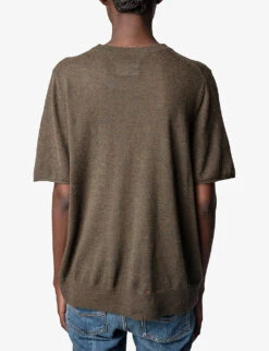 Zadig & Voltaire Ida Amour-slogan Cashmere T-shirt 8 Zadig & Voltaire Ida Amour-slogan Cashmere T-shirt -Whistles Closet Shop R04119653 KAKI ALT03