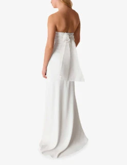 Whistles Ellis Bow-detail Strapless Woven Wedding Dress -Whistles Closet Shop R04121172 IVORY ALT03