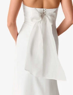 Whistles Ellis Bow-detail Strapless Woven Wedding Dress -Whistles Closet Shop R04121172 IVORY ALT04