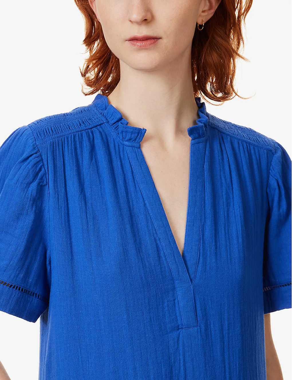 ME AND EM V-neck Tiered-hem Cotton Mini Dress 5 ME AND EM V-neck Tiered-hem Cotton Mini Dress - Image 5