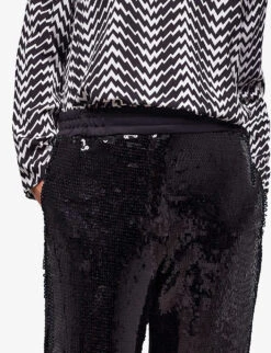 THE KOOPLES Wide-leg Mid-rise Sequinned Trousers 7 THE KOOPLES Wide-leg Mid-rise Sequinned Trousers -Whistles Closet Shop R04122313 BLA01 ALT02
