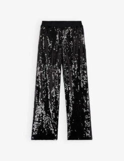 THE KOOPLES Wide-leg Mid-rise Sequinned Trousers