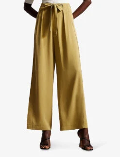 Ted Baker Jemila Wide-leg Lyocell Trousers 6 Ted Baker Jemila Wide-leg Lyocell Trousers -Whistles Closet Shop R04122565 KHAKI ALT02