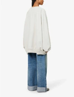 Logo-print Oversized Cotton Sweatshirt -Whistles Closet Shop R04123218 GREY ALT03