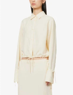 Toteme Boxy-fit Drawstring Hem Woven Shirt -Whistles Closet Shop R04124843 VANILLA ALT02