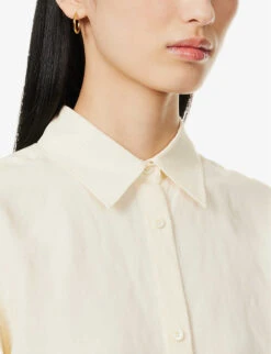 Toteme Boxy-fit Drawstring Hem Woven Shirt -Whistles Closet Shop R04124843 VANILLA ALT04