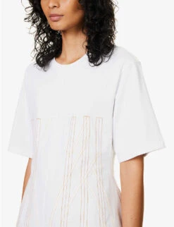 STELLA MCCARTNEY Corset-style Contrast-stitch Cotton T-shirt 9 STELLA MCCARTNEY Corset-style Contrast-stitch Cotton T-shirt -Whistles Closet Shop R04125585 PUREWHITE ALT04