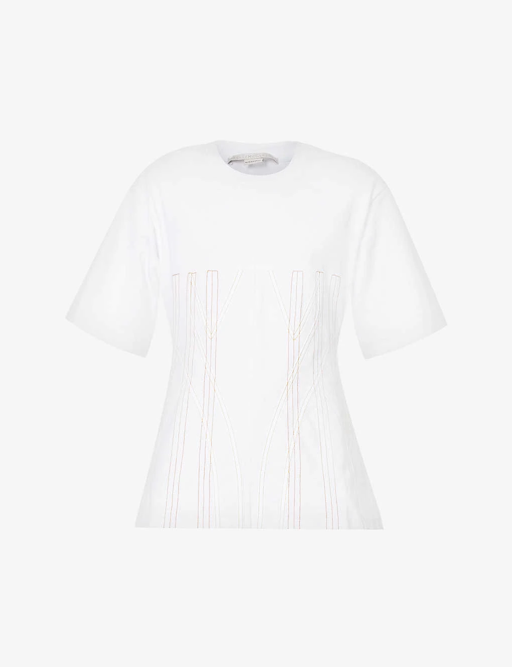 STELLA MCCARTNEY Corset-style Contrast-stitch Cotton T-shirt 1 STELLA MCCARTNEY Corset-style Contrast-stitch Cotton T-shirt