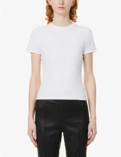 GOOD AMERICAN Baby Round-neck Stretch-cotton T-shirt -Whistles Closet Shop R04125914 WHITE001 ALT02