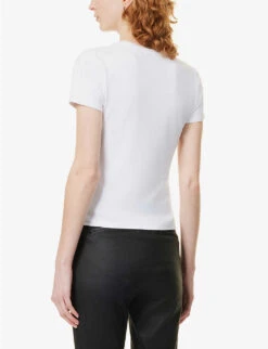 GOOD AMERICAN Baby Round-neck Stretch-cotton T-shirt -Whistles Closet Shop R04125914 WHITE001 ALT03