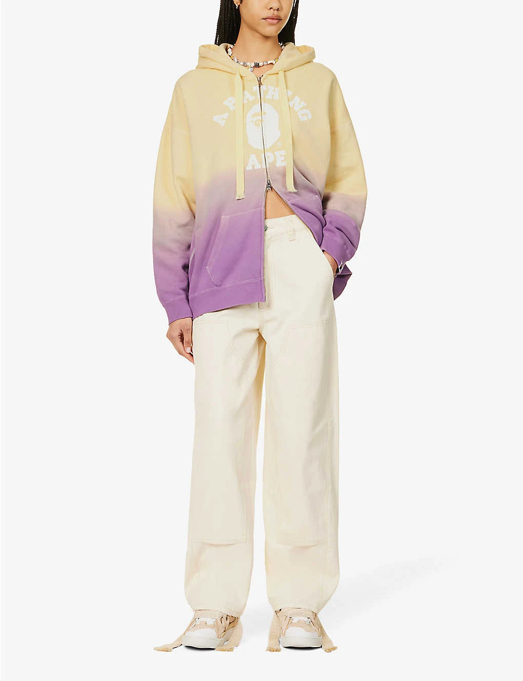 Gradient-patterned Brand-print Relaxed-fit Cotton-jersey Hoody 2 Gradient-patterned Brand-print Relaxed-fit Cotton-jersey Hoody - Image 2