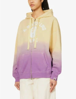 Gradient-patterned Brand-print Relaxed-fit Cotton-jersey Hoody 7 Gradient-patterned Brand-print Relaxed-fit Cotton-jersey Hoody -Whistles Closet Shop R04126044 PURPLE ALT02