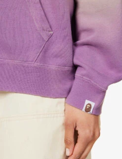 Gradient-patterned Brand-print Relaxed-fit Cotton-jersey Hoody 9 Gradient-patterned Brand-print Relaxed-fit Cotton-jersey Hoody -Whistles Closet Shop R04126044 PURPLE ALT04