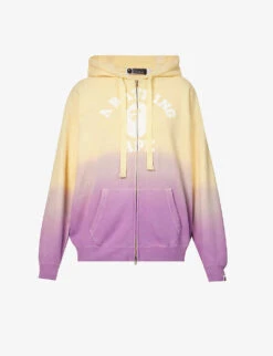 Gradient-patterned Brand-print Relaxed-fit Cotton-jersey Hoody