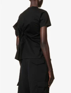 Tulle-appliqué Regular-fit Cotton-jersey T-shirt 8 Tulle-appliqué Regular-fit Cotton-jersey T-shirt -Whistles Closet Shop R04127329 BLACK ALT03