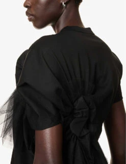 Tulle-appliqué Regular-fit Cotton-jersey T-shirt 9 Tulle-appliqué Regular-fit Cotton-jersey T-shirt -Whistles Closet Shop R04127329 BLACK ALT04