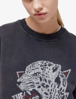 THE KOOPLES Tiger-print Crew-neck Cotton Jumper 9 THE KOOPLES Tiger-print Crew-neck Cotton Jumper -Whistles Closet Shop R04127683 BLA55 ALT04