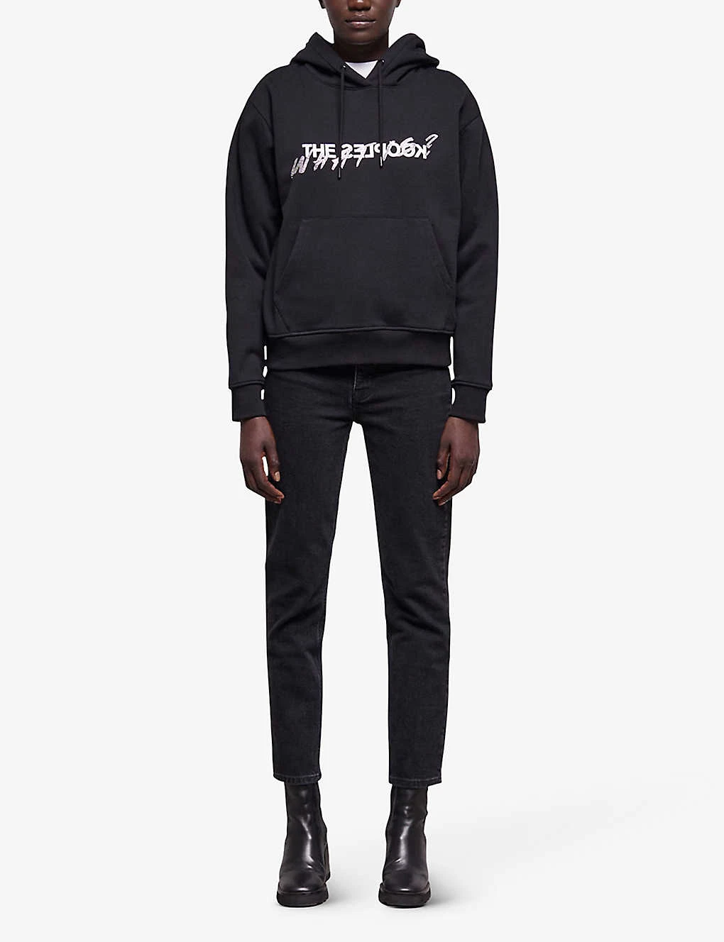 THE KOOPLES Graphic-print Rhinestone-embellished Cotton-jersey Hoody 2 THE KOOPLES Graphic-print Rhinestone-embellished Cotton-jersey Hoody - Image 2