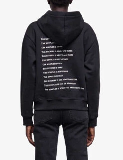 THE KOOPLES Graphic-print Rhinestone-embellished Cotton-jersey Hoody 8 THE KOOPLES Graphic-print Rhinestone-embellished Cotton-jersey Hoody -Whistles Closet Shop R04127685 BLA01 ALT03