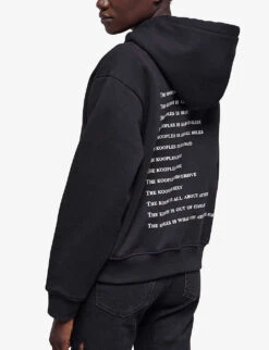 THE KOOPLES Graphic-print Rhinestone-embellished Cotton-jersey Hoody 9 THE KOOPLES Graphic-print Rhinestone-embellished Cotton-jersey Hoody -Whistles Closet Shop R04127685 BLA01 ALT04