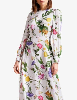 Ted Baker Marggoh Bouquet-print Recycled-polyester Maxi Dress -Whistles Closet Shop R04129692 WHITE ALT04