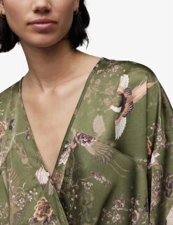 AllSaints Penny Peggy V-neck Regular-fit Recycled-polyester Top 9 AllSaints Penny Peggy V-neck Regular-fit Recycled-polyester Top -Whistles Closet Shop R04131450 KHAKIGREEN ALT04