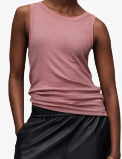 AllSaints Rina Round-neck Stretch-woven Tank Top -Whistles Closet Shop R04134780 SOFTPINK ALT04