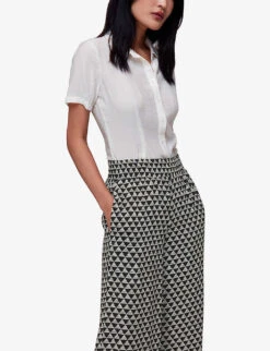 Whistles Checkerboard-pattern Wide-leg High-rise Woven Trousers 7 Whistles Checkerboard-pattern Wide-leg High-rise Woven Trousers -Whistles Closet Shop R04135050 BLACK ALT02