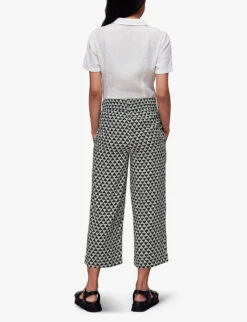 Whistles Checkerboard-pattern Wide-leg High-rise Woven Trousers 8 Whistles Checkerboard-pattern Wide-leg High-rise Woven Trousers -Whistles Closet Shop R04135050 BLACK ALT03