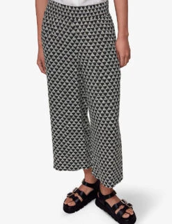 Whistles Checkerboard-pattern Wide-leg High-rise Woven Trousers 9 Whistles Checkerboard-pattern Wide-leg High-rise Woven Trousers -Whistles Closet Shop R04135050 BLACK ALT04
