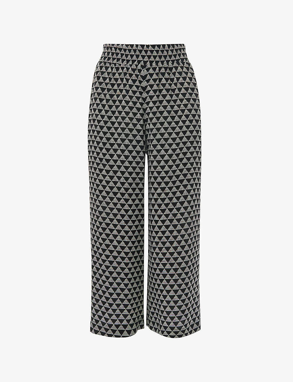 Whistles Checkerboard-pattern Wide-leg High-rise Woven Trousers 1 Whistles Checkerboard-pattern Wide-leg High-rise Woven Trousers