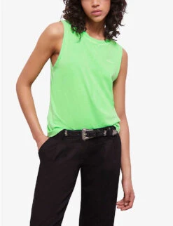 THE KOOPLES Embroidered-logo Sleeveless Cotton T-shirt 7 THE KOOPLES Embroidered-logo Sleeveless Cotton T-shirt -Whistles Closet Shop R04135417 GRN76 ALT02