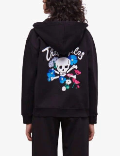 THE KOOPLES Logo-embroidered Cotton-jersey Hoody 8 THE KOOPLES Logo-embroidered Cotton-jersey Hoody -Whistles Closet Shop R04135865 BLA01 ALT03