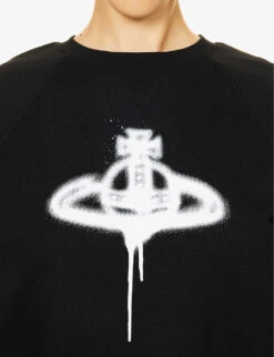 Vivienne Westwood Athletic Logo-pattern Cotton-jersey Jumper -Whistles Closet Shop R04135883 BLACK ALT04