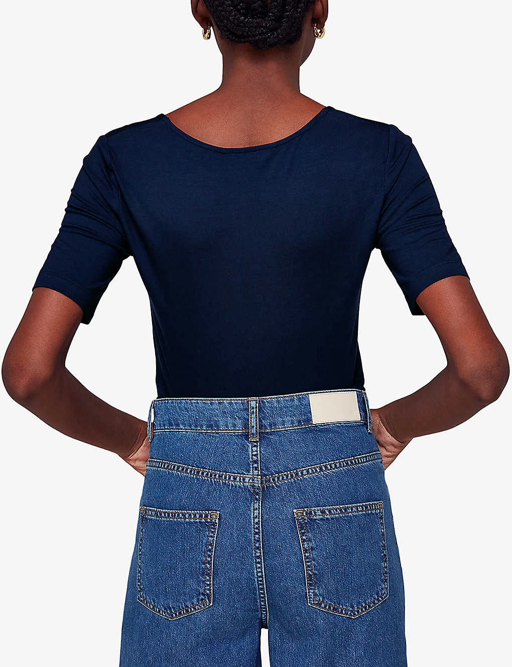 Whistles Square-neck Stretch-woven T-shirt 4 Whistles Square-neck Stretch-woven T-shirt - Image 4