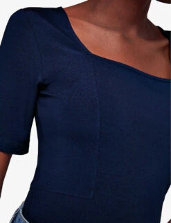 Whistles Square-neck Stretch-woven T-shirt 9 Whistles Square-neck Stretch-woven T-shirt -Whistles Closet Shop R04136792 NAVY ALT04