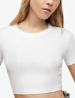 AllSaints Tina Cropped Slim-fit Stretch-woven T-shirt 9 AllSaints Tina Cropped Slim-fit Stretch-woven T-shirt -Whistles Closet Shop R04137057 OPTICWHITE ALT04