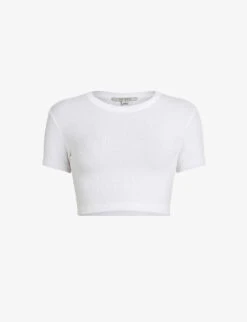 AllSaints Tina Cropped Slim-fit Stretch-woven T-shirt