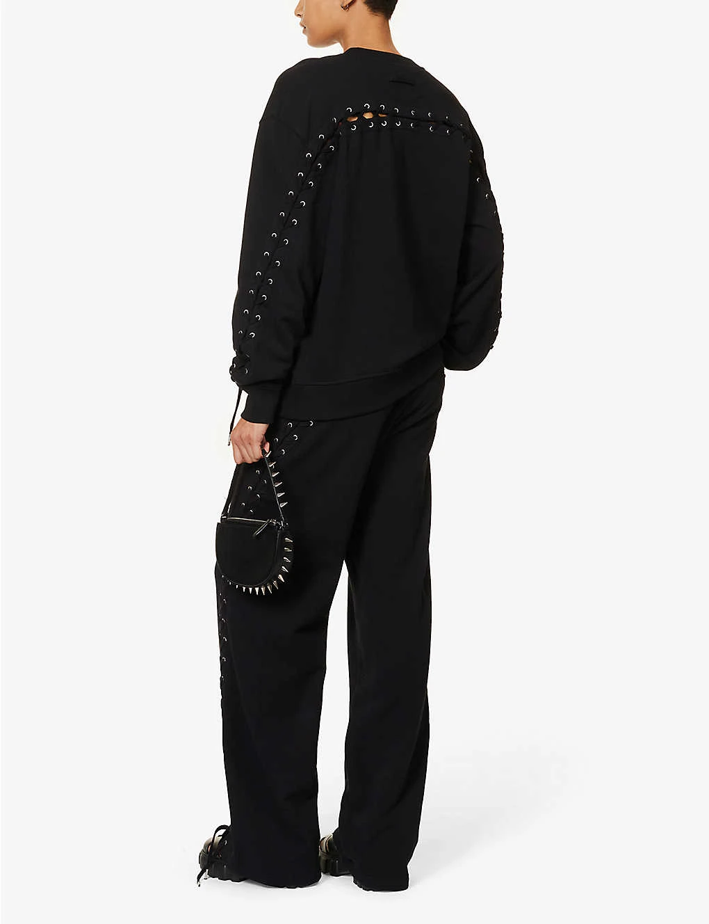 Jean Paul Gaultier Flowers Lace-up Cotton-jersey Sweatshirt 2 Jean Paul Gaultier Flowers Lace-up Cotton-jersey Sweatshirt - Image 2