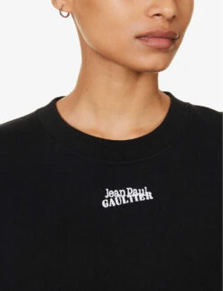 Jean Paul Gaultier Flowers Lace-up Cotton-jersey Sweatshirt 11 Jean Paul Gaultier Flowers Lace-up Cotton-jersey Sweatshirt -Whistles Closet Shop R04137673 BLACK ALT05