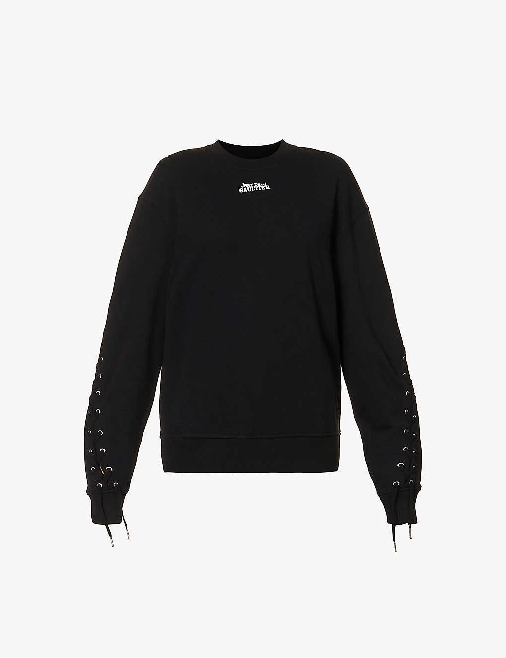 Jean Paul Gaultier Flowers Lace-up Cotton-jersey Sweatshirt 1 Jean Paul Gaultier Flowers Lace-up Cotton-jersey Sweatshirt