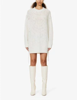 Sequin-embellished Wool And Cashmere Mini Dress 7 Sequin-embellished Wool And Cashmere Mini Dress -Whistles Closet Shop R04139004 MILKWHITE ALT02
